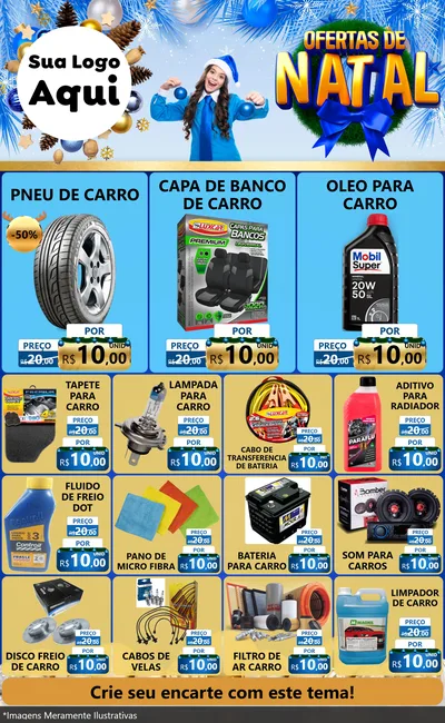 Modelo de Encarte para Encarte Grande com o tema Ofertas de Natal para Auto peças