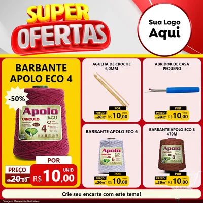 Modelo de Rede Social para Feed Facebook com o tema Super Ofertas para Armarinho e Aviamentos