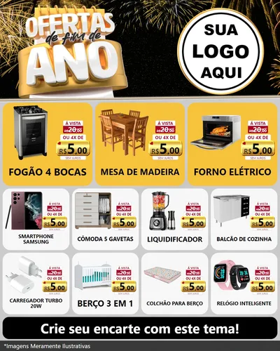 Modelo de Rede Social para Feed Instagram com o tema Ofertas de Fim de Ano para Móveis e Eletro