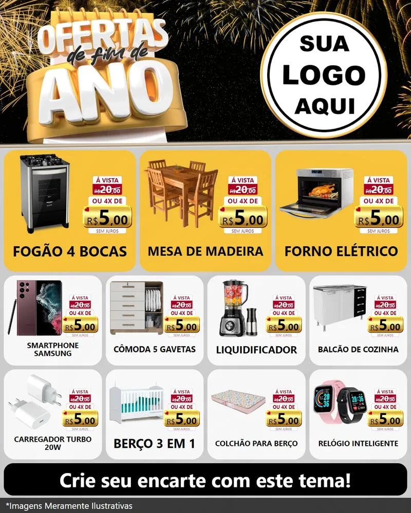 Modelo de Rede Social para Feed Instagram com o tema Ofertas de Fim de Ano para Móveis e Eletro
