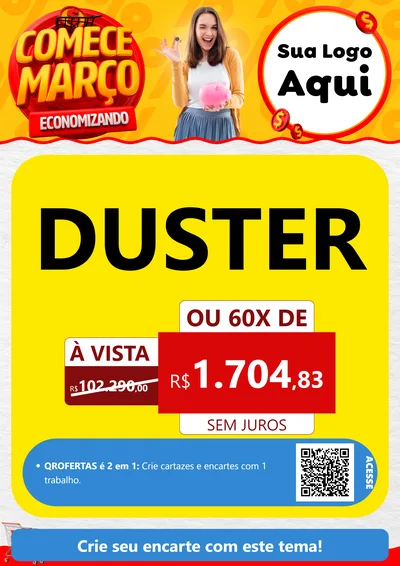 Modelo de Cartaz para Cartaz A4 Vertical com o tema Comece Março Economizando para Concessionaria de Carros