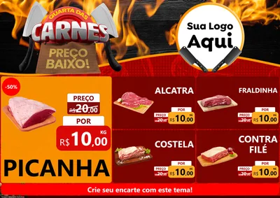 Modelo de Encarte para Encarte A4 Horizontal com o tema Quarta das Carnes para Açougue