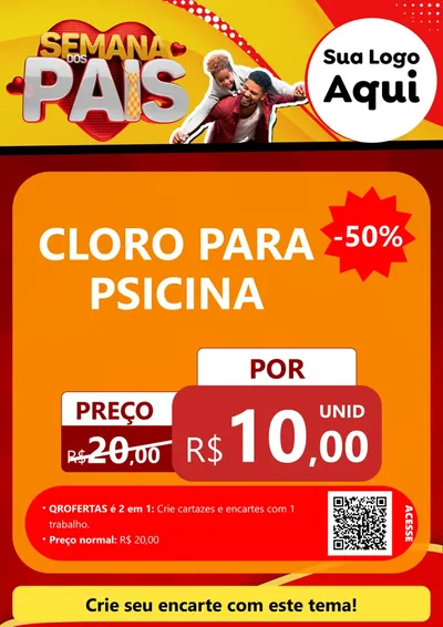Modelo de Cartaz para Cartaz A4 Vertical com o tema Semana Dos Pais para Produtos para Piscina