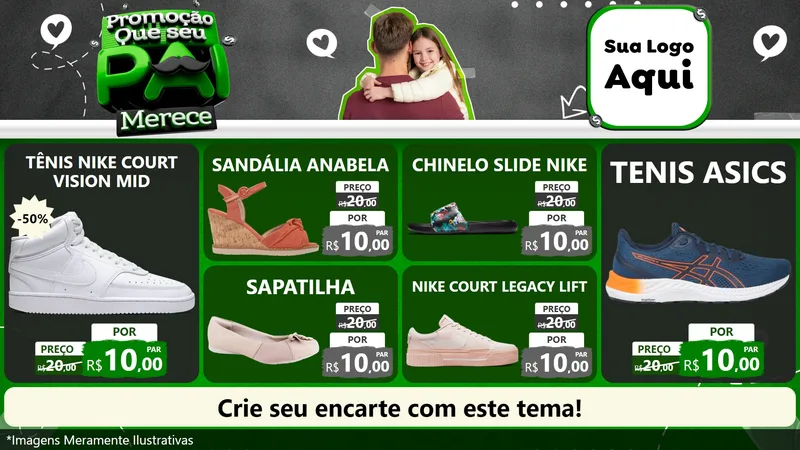 Modelo de TV para TV Horizontal com o tema Promoção Que seu Pai Merece para Calçados