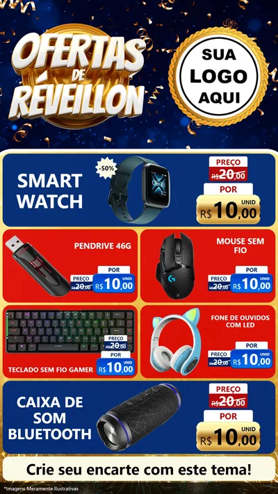 Modelo de TV para TV Vertical com o tema Ofertas de Réveillon para Informática