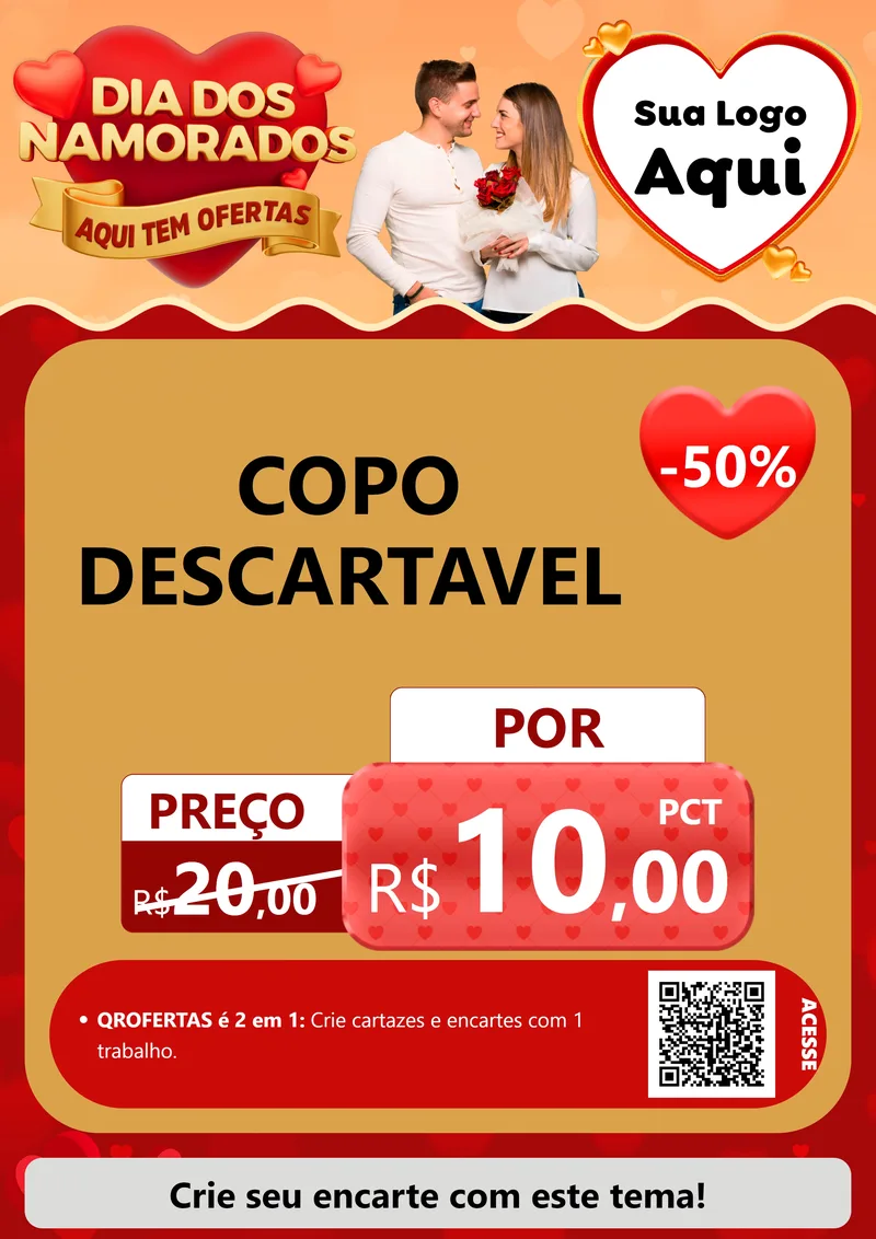 Modelo de Cartaz para Cartaz A4 Vertical com o tema Dia dos Namorados - Aqui Tem Ofertas para Embalagens