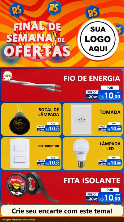 Modelo de TV para TV Vertical com o tema Final de Semana de Ofertas para Materiais Elétricos