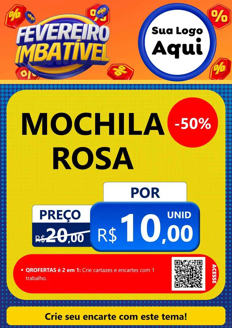 Modelo de Cartaz para Cartaz A4 Vertical com o tema Fevereiro Imbatível para Papelaria