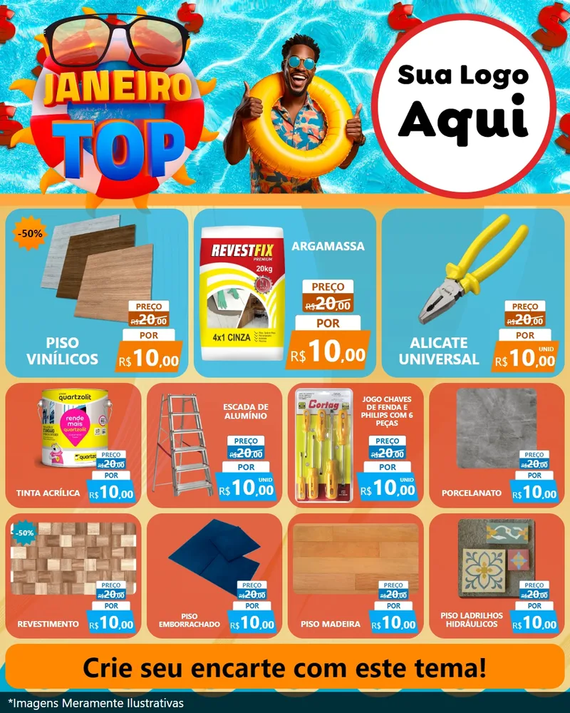 Modelo de Rede Social para Feed Instagram com o tema Janeiro Top para Material para Construção