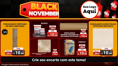 Modelo de TV para TV Horizontal com o tema Black November para Pisos e revestimentos