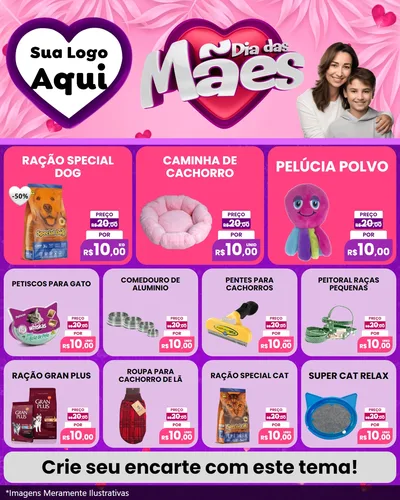 Modelo de Rede Social para Feed Instagram com o tema Dia das Mães para Pet Shop