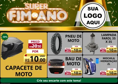 Modelo de Encarte para Encarte A4 Horizontal com o tema Super Fim de Ano para Moto peças