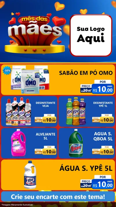 Modelo de TV para TV Vertical com o tema Mês das Mães para Produtos de Limpeza