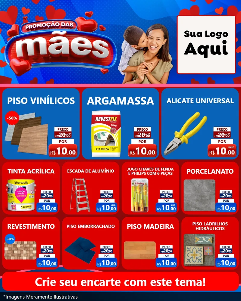 Modelo de Rede Social para Feed Instagram com o tema Promoção das Mães para Material para Construção