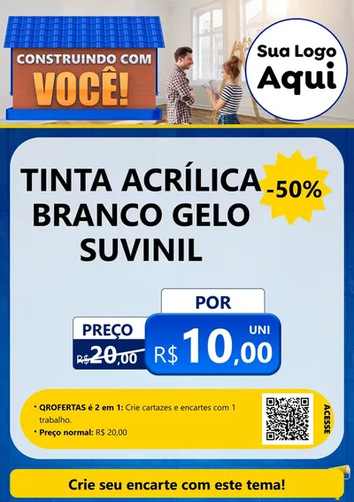 Modelo de Cartaz para Cartaz A4 Vertical com o tema Construindo Com Você para Tintas e Ferramentas
