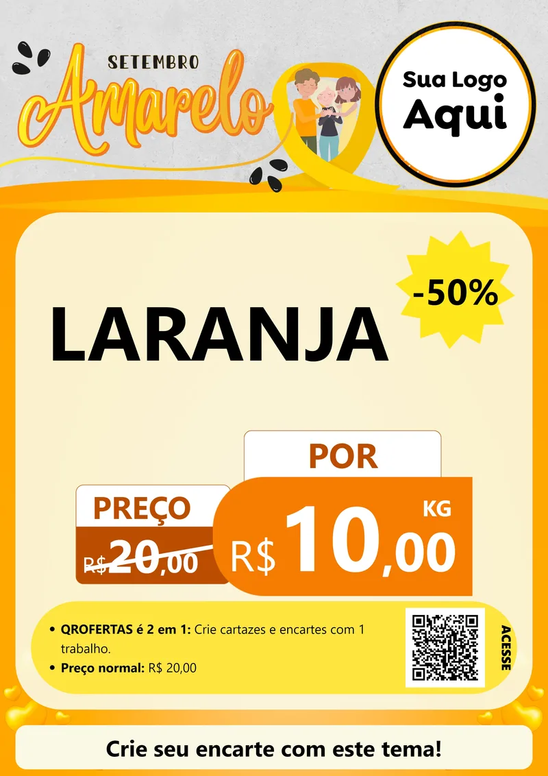Modelo de Cartaz para Cartaz A4 Vertical com o tema Setembro Amarelo para Hortifrúti