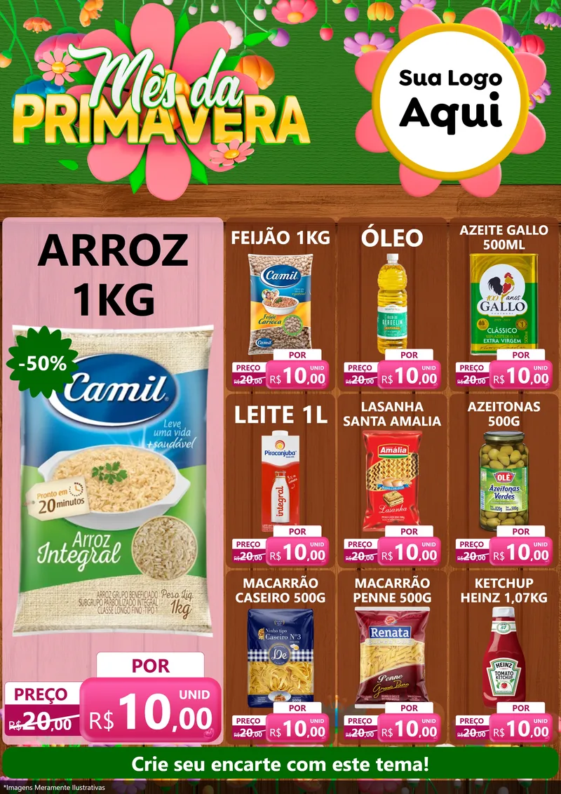 Modelo de Encarte para Encarte A4 Vertical com o tema Mês da Primavera para Supermercado