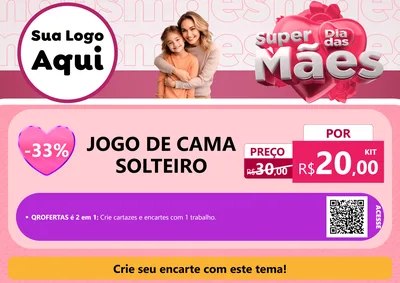 Modelo de Cartaz para Cartaz A4 Horizontal com o tema Super Dia Das Mães para Cama, Mesa e Banho