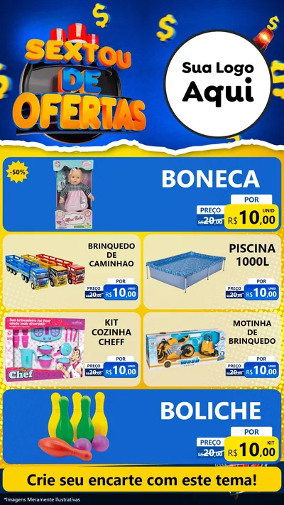 Modelo de TV para TV Vertical com o tema Sextou de Ofertas para Brinquedos