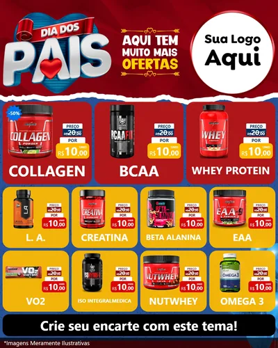 Modelo de Rede Social para Feed Instagram com o tema Dia dos Pais para Suplementos alimentares