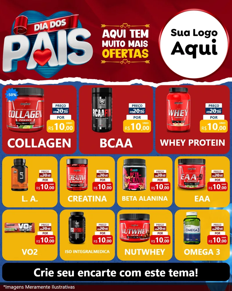 Modelo de Rede Social para Feed Instagram com o tema Dia dos Pais para Suplementos alimentares