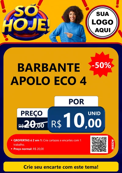 Modelo de Cartaz para Cartaz A4 Vertical com o tema Só Hoje! para Armarinho e Aviamentos