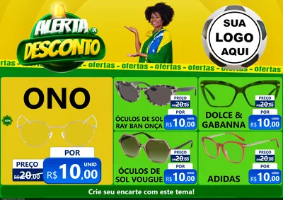 Modelo de Encarte para Encarte A4 Horizontal com o tema Alerta de Desconto para Óticas