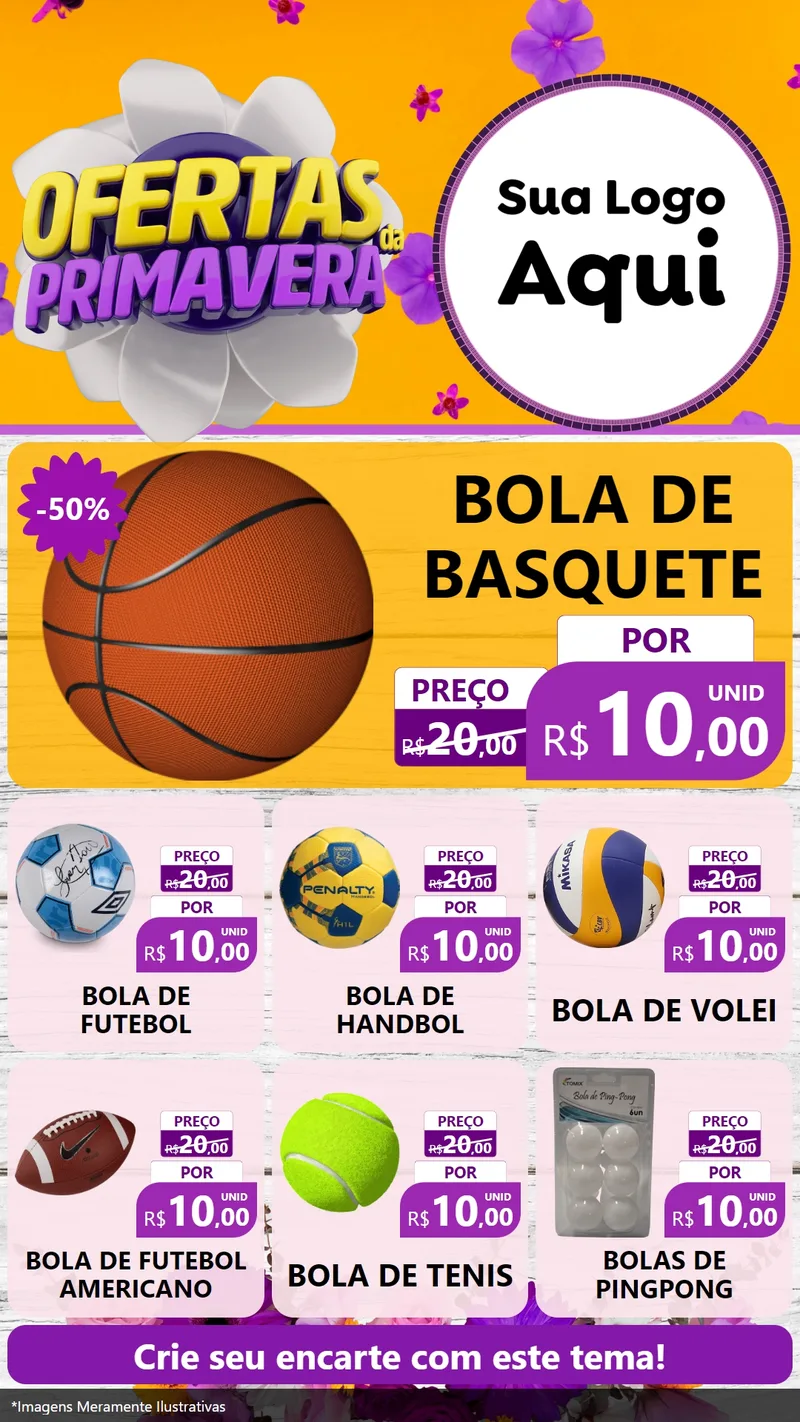 Modelo de Rede Social para Stories com o tema Ofertas Da Primavera para Artigos Esportivos
