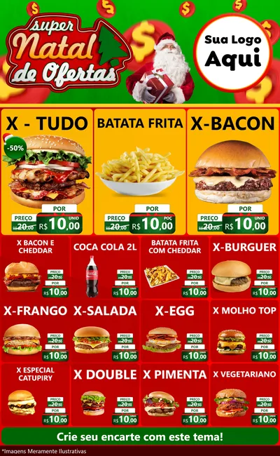 Modelo de Encarte para Encarte Grande com o tema Super Natal de Ofertas para Hamburgueria