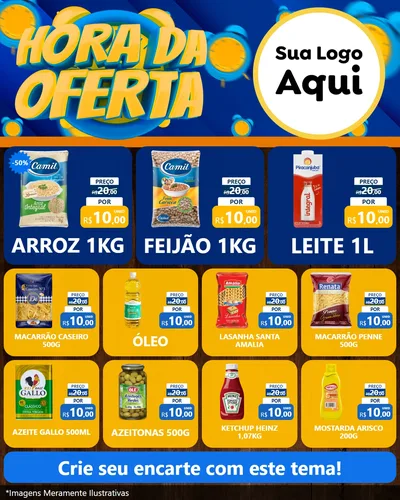 Modelo de Rede Social para Feed Instagram com o tema Hora da Oferta para Supermercado