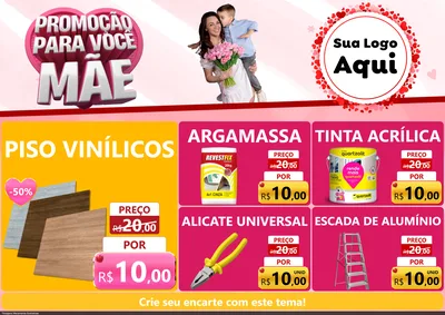 Modelo de Encarte para Encarte A4 Horizontal com o tema Promoção Para Você Mãe para Material para Construção