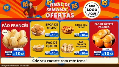 Modelo de TV para TV Horizontal com o tema Final de Semana de Ofertas para Padaria