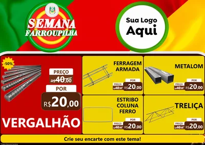 Modelo de Encarte para Encarte A4 Horizontal com o tema Semana Farroupilha para Ferragens
