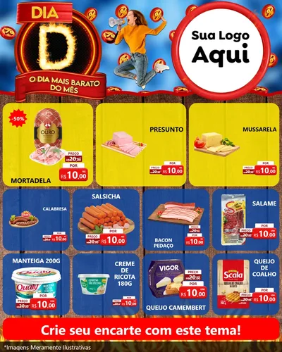 Modelo de Rede Social para Feed Instagram com o tema Dia D - O Dia Mais Barato Do Mês para Frios e Laticínios