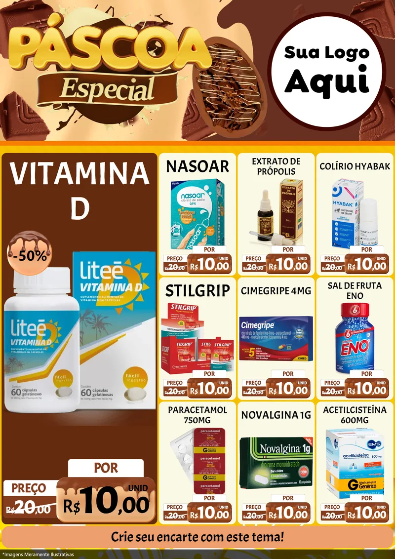 Modelo de Encarte para Encarte A4 Vertical com o tema Páscoa Especial para Farmácia