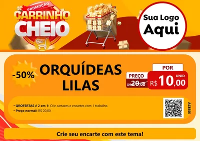 Modelo de Cartaz para Cartaz A4 Horizontal com o tema Promoção carrinho cheio para Floricultura e jardim