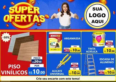 Modelo de Encarte para Encarte A4 Horizontal com o tema Super Ofertas para Material para Construção