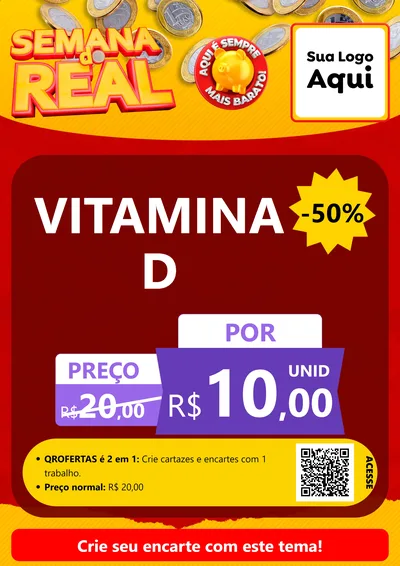 Modelo de Cartaz para Cartaz A4 Vertical com o tema Semana do Real para Farmácia