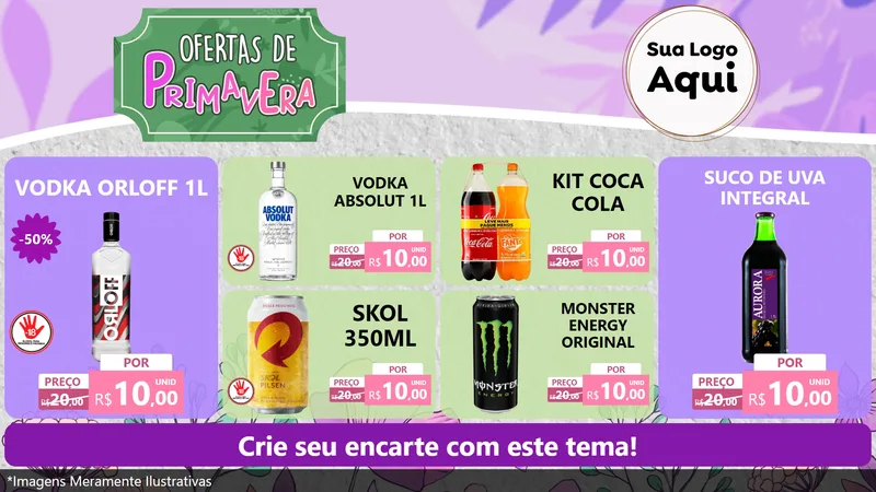 Modelo de TV para TV Horizontal com o tema Ofertas de Primavera para Distribuidora de bebidas