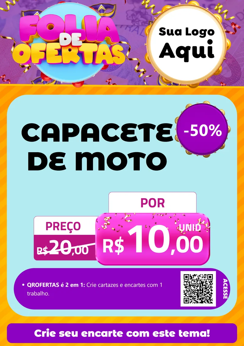 Modelo de Cartaz para Cartaz A4 Vertical com o tema Folia de Ofertas para Moto peças