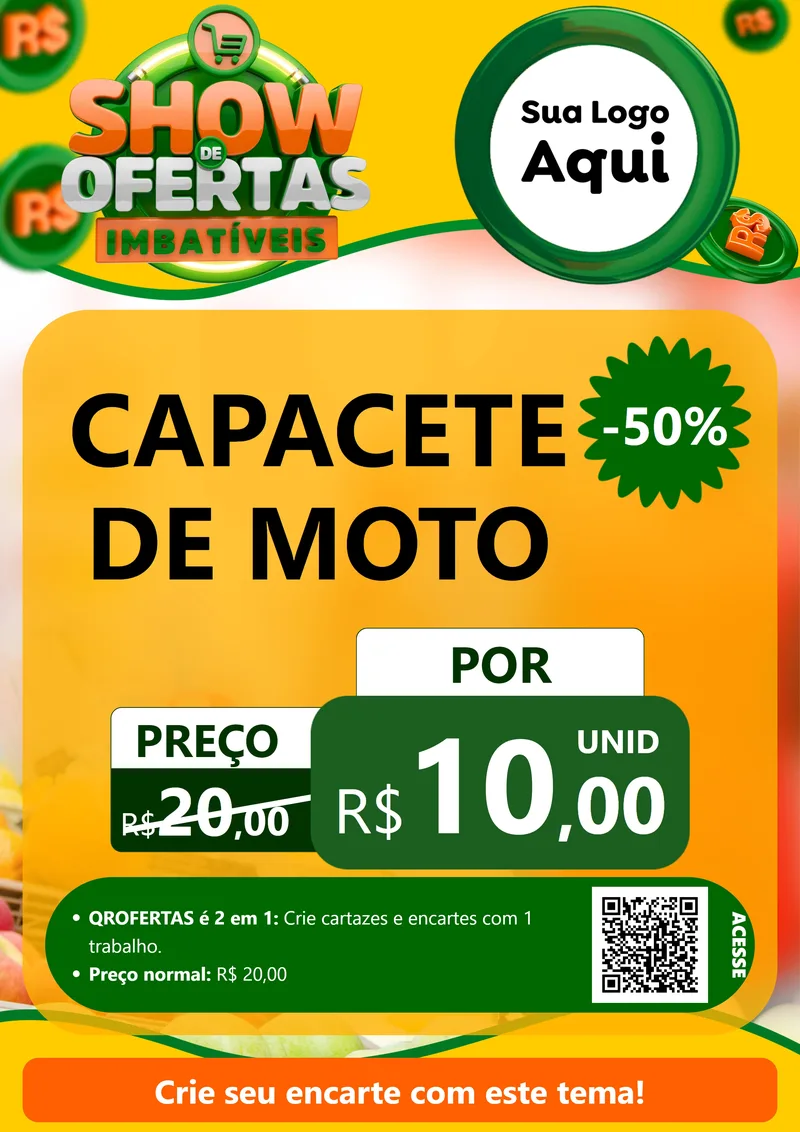 Modelo de Cartaz para Cartaz A4 Vertical com o tema Show de Ofertas Imbatíveis para Moto peças