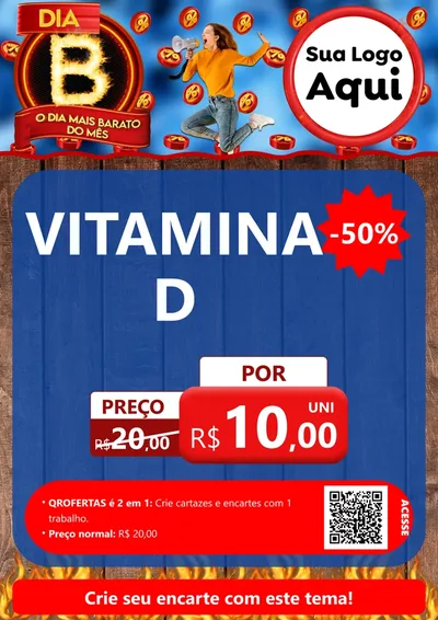 Modelo de Cartaz para Cartaz A4 Vertical com o tema Dia B - O Dia Mais Barato Do Mês para Farmácia