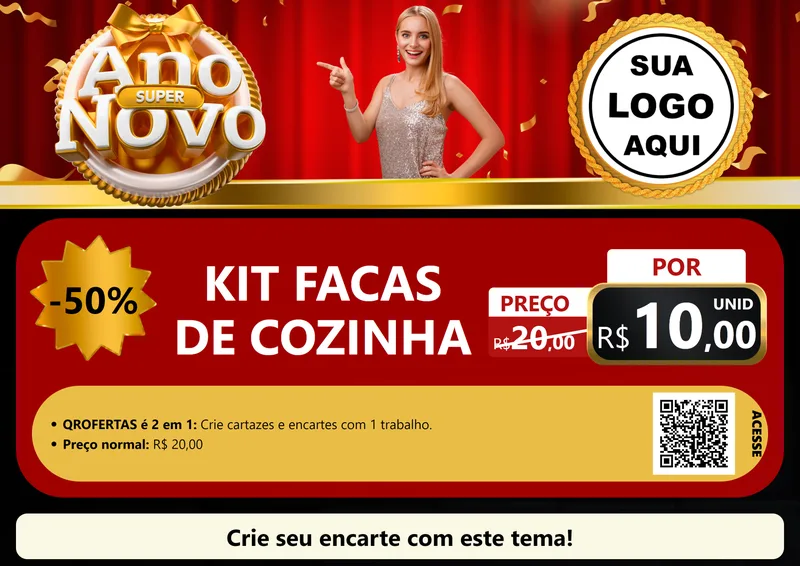 Modelo de Cartaz para Cartaz A4 Horizontal com o tema Super Ano Novo para Utilidades Domésticas