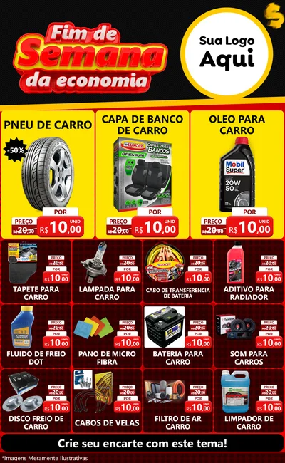Modelo de Encarte para Encarte Grande com o tema Fim de Semana da Economia para Auto peças