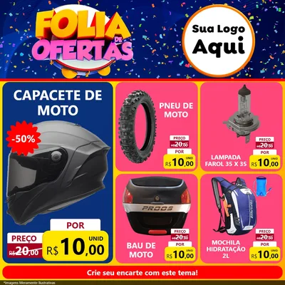 Modelo de Rede Social para Feed Facebook com o tema Folia de Ofertas para Moto peças