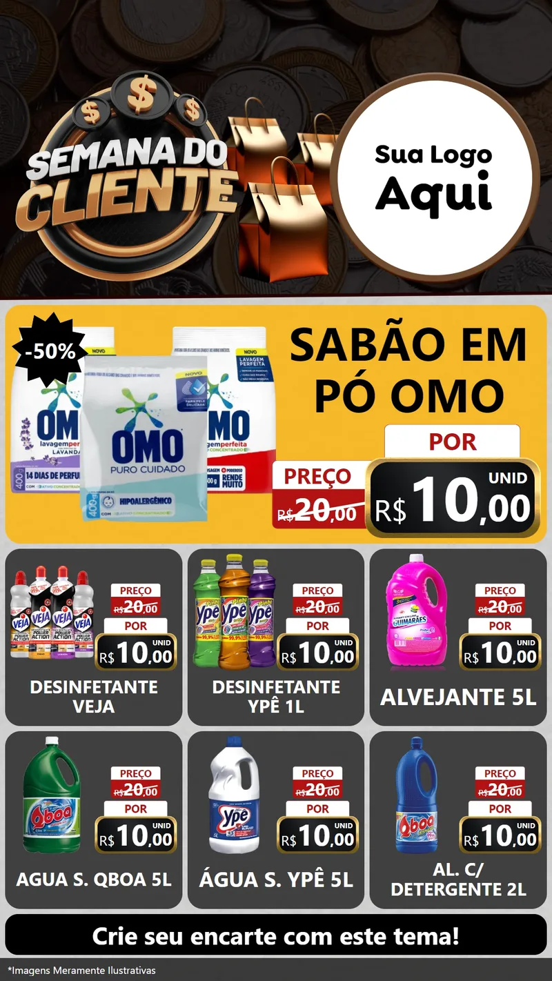 Modelo de Rede Social para Stories com o tema Semana do Cliente para Produtos de Limpeza