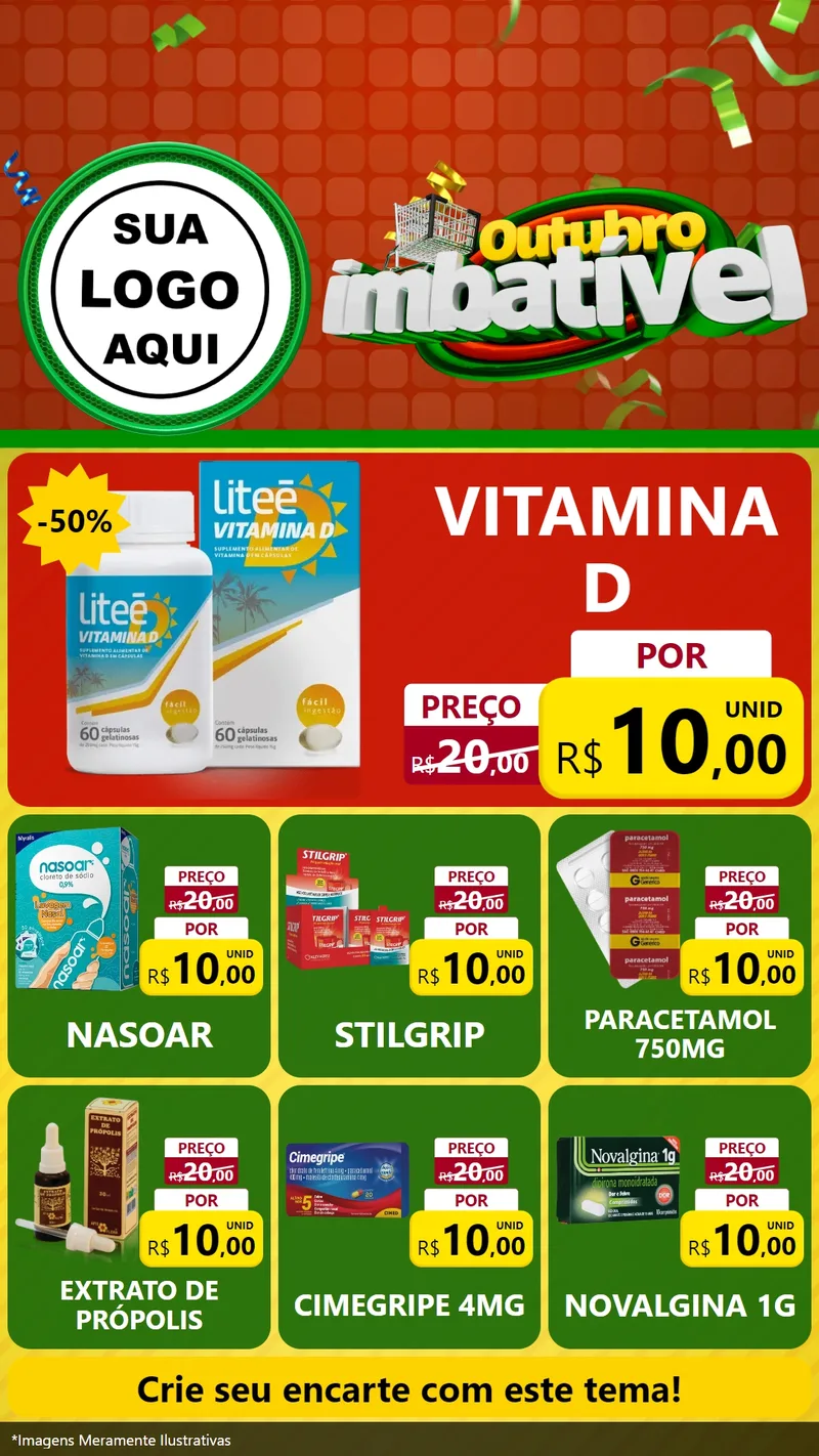 Modelo de Rede Social para Stories com o tema Outubro Imbatível para Farmácia
