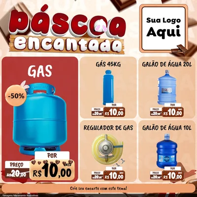 Modelo de Rede Social para Feed Facebook com o tema Páscoa Encantada para Água e gás