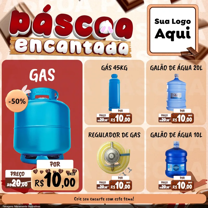 Modelo de Rede Social para Feed Facebook com o tema Páscoa Encantada para Água e gás