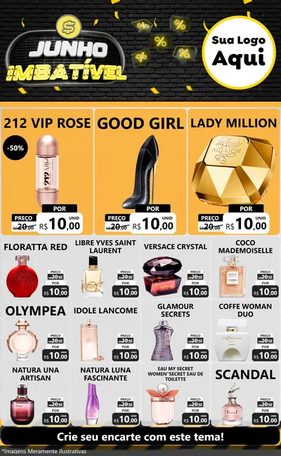 Modelo de Encarte para Encarte Grande com o tema Junho Imbatível para Perfumes